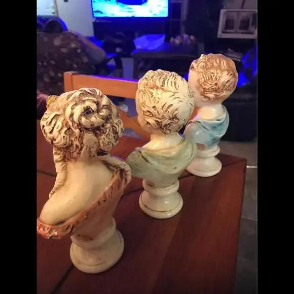 Antique Chalkware Busts on Pedestals